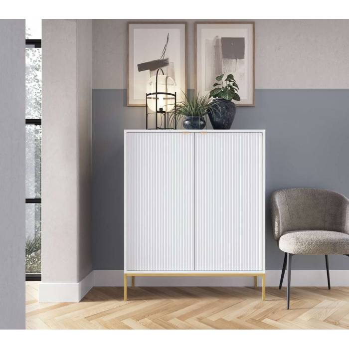 Комод високий Perfect Home Нова / Nova 2-дверний з золотими ніжками K104 Білий (PFH-091233) Комод високий Perfect Home Нова / Nova 2-дверний з золотими ніжками K104 Білий (PFH-091233)