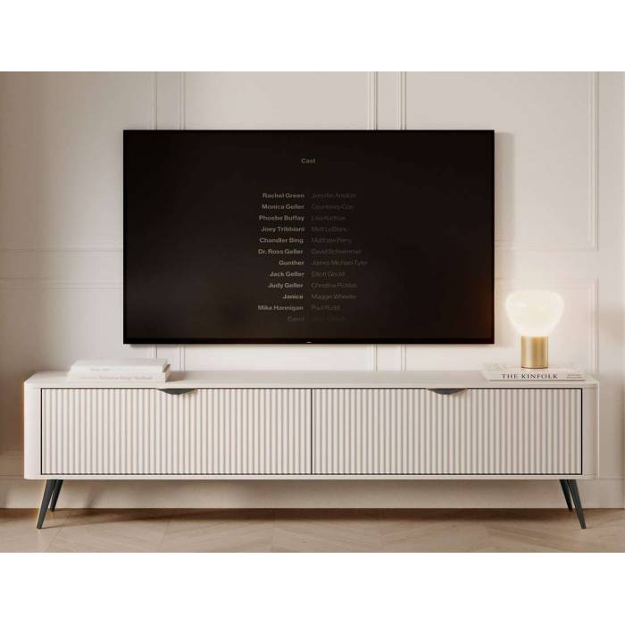 Тумба під телевізор Perfect Home Ланте / Lante 2-дверна з чорними ніжками 2D/163 Беж (PFH-091183)