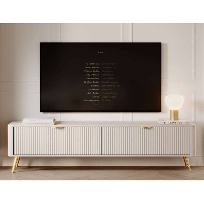 Тумба під телевізор Perfect Home Ланте / Lante 2-дверна з золотими ніжками 2D/163 Беж (PFH-091118) Тумба під телевізор Perfect Home Ланте / Lante 2-дверна з золотими ніжками 2D/163 Беж (PFH-091118)