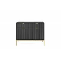 Комод Perfect Home Нова / Nova 2-дверний з 2 шухлядами і золотими ніжками KSZ104 Чорний (PFH-091231)