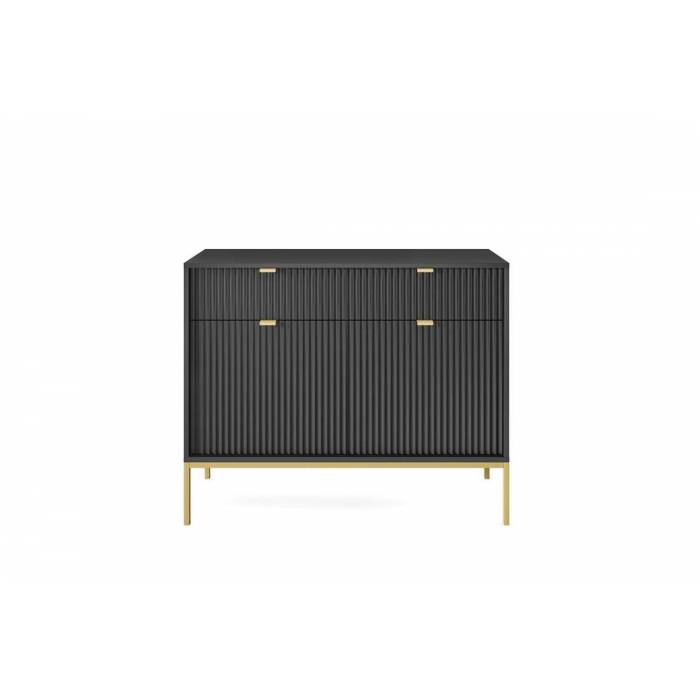 Комод Perfect Home Нова / Nova 2-дверний з 2 шухлядами і золотими ніжками KSZ104 Чорний (PFH-091231) Комод Perfect Home Нова / Nova 2-дверний з 2 шухлядами і золотими ніжками KSZ104 Чорний (PFH-091231)
