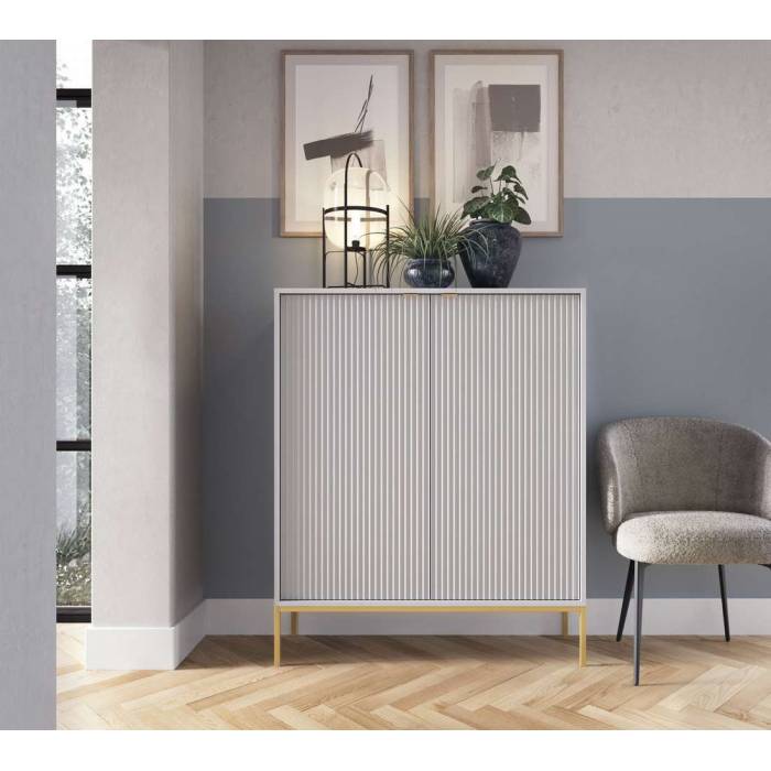 Комод високий Perfect Home Нова / Nova 2-дверний з золотими ніжками K104 Сірий (PFH-091235) Комод високий Perfect Home Нова / Nova 2-дверний з золотими ніжками K104 Сірий (PFH-091235)