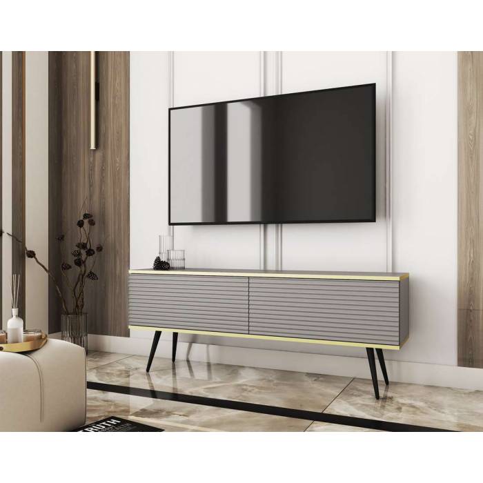 Тумба під телевізор Perfect Home Оро / Oro 2-дверна з чорними ніжками RTV135 MDF Сірий (PFH-091334) Тумба під телевізор Perfect Home Оро / Oro 2-дверна з чорними ніжками RTV135 MDF Сірий (PFH-091334)