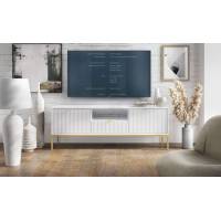 Тумба під телевізор Perfect Home Нова / Nova 2-дверна з 1 шухлядою і золотими ніжками RTV154 Білий (PFH-091224)