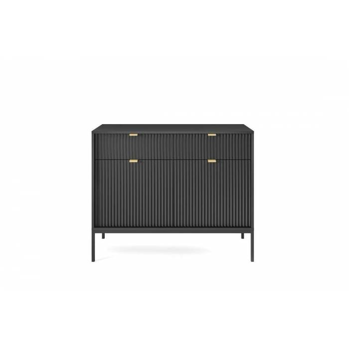 Комод Perfect Home Нова / Nova 2-дверний з 2 шухлядами і чорними ніжками KSZ104 Чорний (PFH-091229) Комод Perfect Home Нова / Nova 2-дверний з 2 шухлядами і чорними ніжками KSZ104 Чорний (PFH-091229)