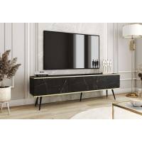 Тумба під телевізор Perfect Home Оро / Oro 3-дверна з чорними ніжками RTV175 Чорний мармур роял (PFH-091340)