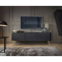 Тумба під телевізор Perfect Home Зова / Zova 3-дверна з золотими ніжками RTV168 Чорний (PFH-091369)