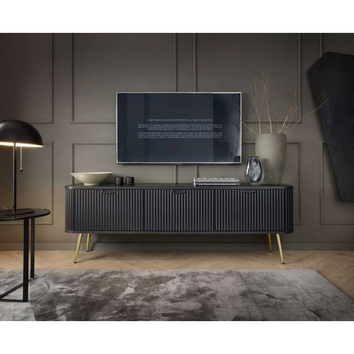 Тумба під телевізор Perfect Home Зова / Zova 3-дверна з золотими ніжками RTV168 Чорний (PFH-091369) Тумба під телевізор Perfect Home Зова / Zova 3-дверна з золотими ніжками RTV168 Чорний (PFH-091369)