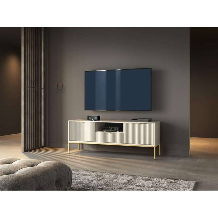 Тумба під телевізор Perfect Home Нова / Nova 2-дверна з 1 шухлядою і золотими ніжками RTV154 Кашемір (PFH-091228) Тумба під телевізор Perfect Home Нова / Nova 2-дверна з 1 шухлядою і золотими ніжками RTV154 Кашемір (PFH-091228)