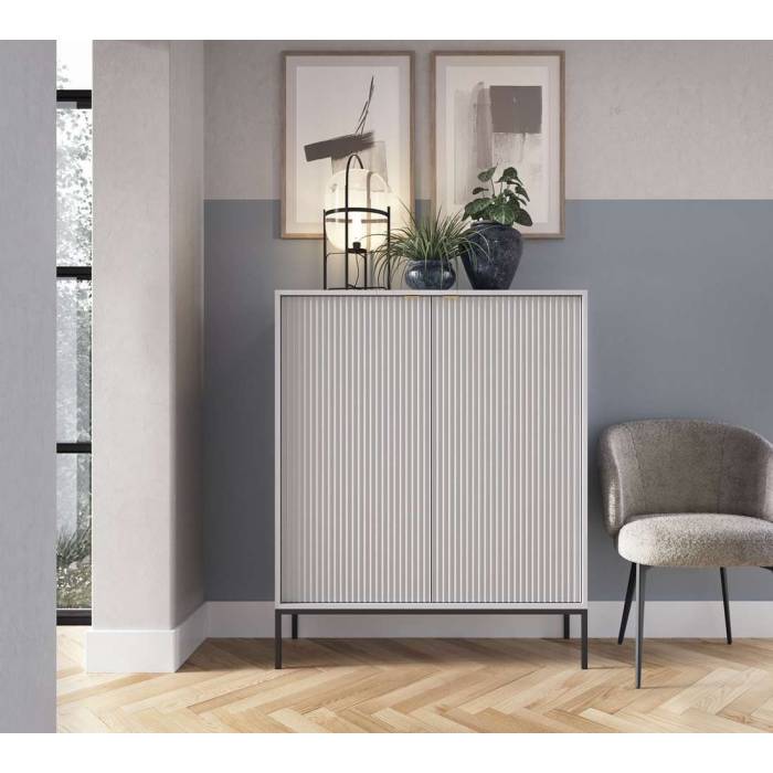 Комод високий Perfect Home Нова / Nova 2-дверний з чорними ніжками K104 Сірий (PFH-091234) Комод високий Perfect Home Нова / Nova 2-дверний з чорними ніжками K104 Сірий (PFH-091234)