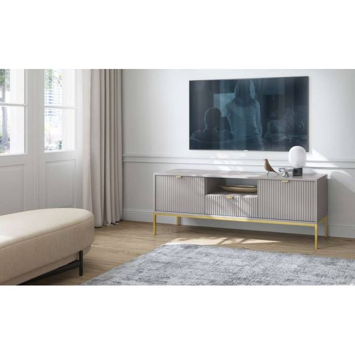 Тумба під телевізор Perfect Home Нова / Nova 2-дверна з 1 шухлядою і золотими ніжками RTV154 Сірий (PFH-091226) Тумба під телевізор Perfect Home Нова / Nova 2-дверна з 1 шухлядою і золотими ніжками RTV154 Сірий (PFH-091226)