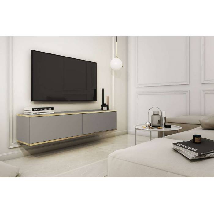 Тумба під телевізор навісна Perfect Home Оро / Oro 2-дверна RTV135 Сірий (PFH-091350) Тумба під телевізор навісна Perfect Home Оро / Oro 2-дверна RTV135 Сірий (PFH-091350)