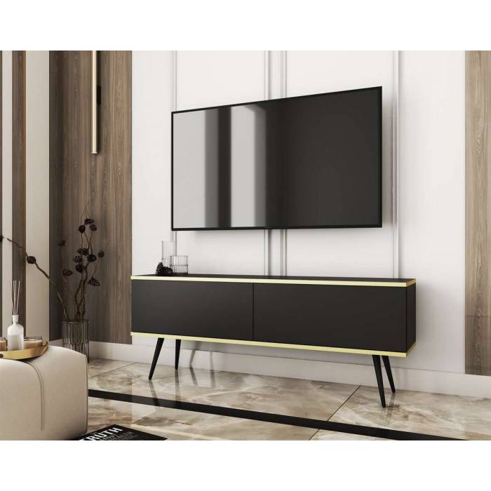 Тумба під телевізор Perfect Home Оро / Oro 2-дверна з чорними ніжками RTV135 Чорний (PFH-091327) Тумба під телевізор Perfect Home Оро / Oro 2-дверна з чорними ніжками RTV135 Чорний (PFH-091327)