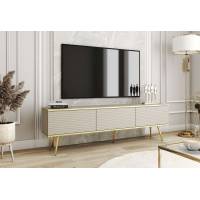 Тумба під телевізор Perfect Home Оро / Oro 3-дверна з золотими ніжками RTV175 MDF Бежевий (PFH-091347)