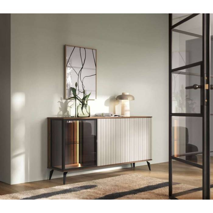 Комод з підсвіткою Вічі / Vici K154 3-дверний Горіх/кашемір Perfect Home Польща (PFH-091276) Комод з підсвіткою Вічі / Vici K154 3-дверний Горіх/кашемір Perfect Home Польща (PFH-091276)