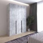 Шкаф для одежды трехдверный, с двумя штангами и полками, ширина 150 см, цвет бетон