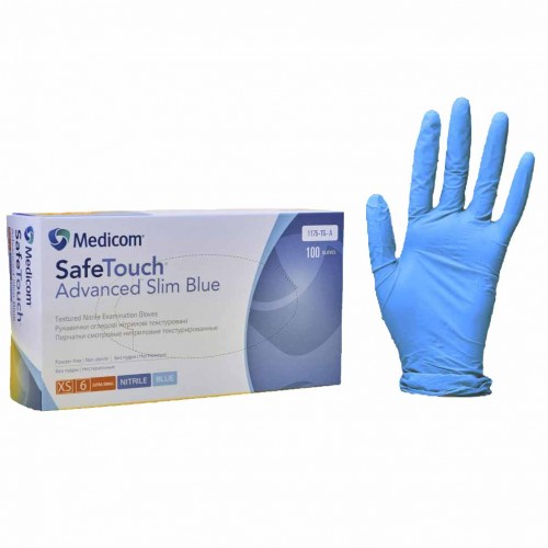 Перчатки нитриловые неопудренные Медиком, голубые, размер L