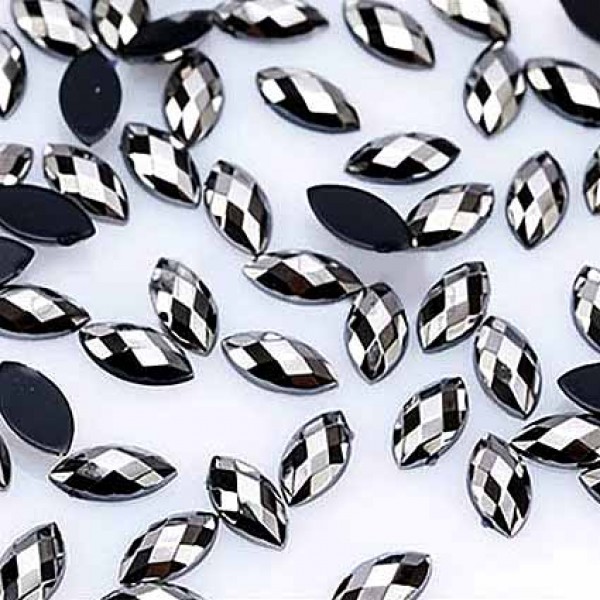 Кристалы для ногтей черное серебро, 20 шт
