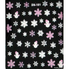 Стикер сніжинки 101 (білі та рожеві)