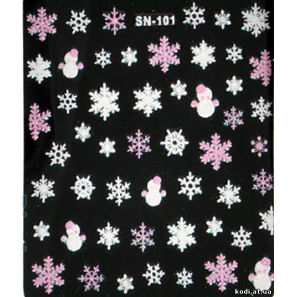 Стикер снежинки 101 (белые и розовые)