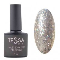Гель-лак Tessa 9 мл № 103 - серебро с цветными блестками