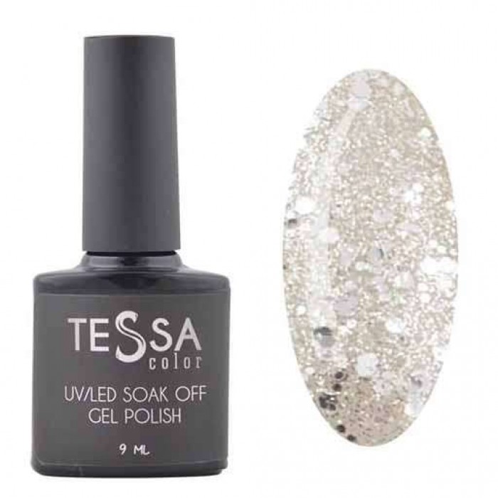 Гель-лак Tessa 9 мл №104 - срібло з блискітками