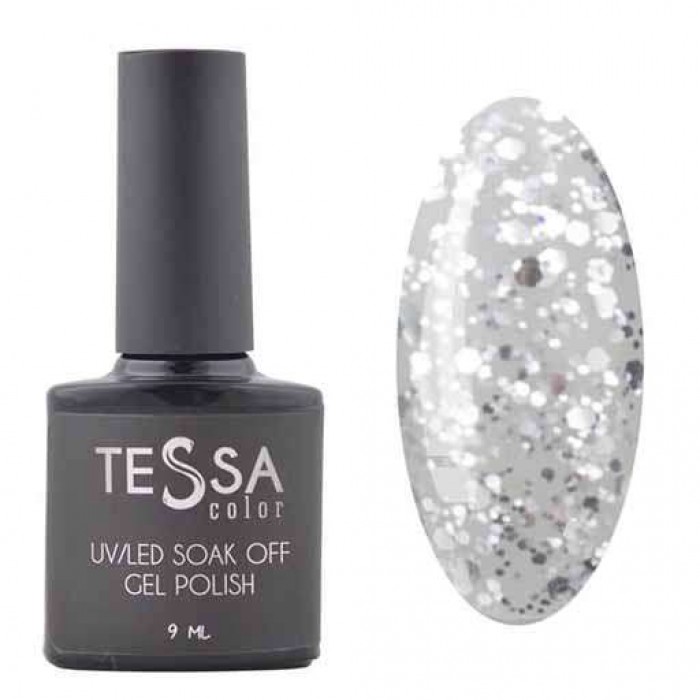 Гель-лак Tessa 9 мл №097 - срібло з великими блискітками