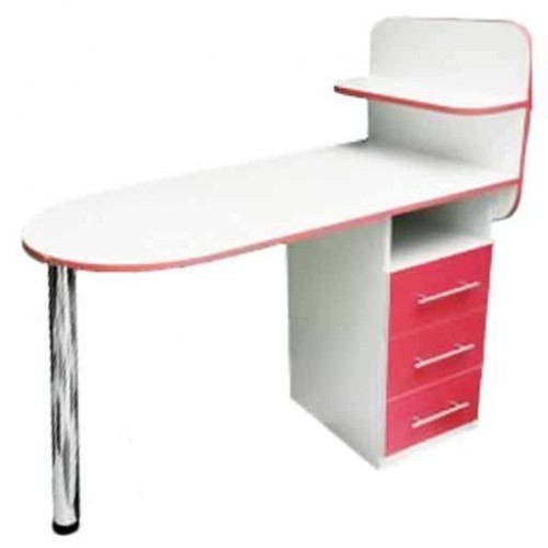 Маникюрный стол Овал, складная столешница, белый с красным