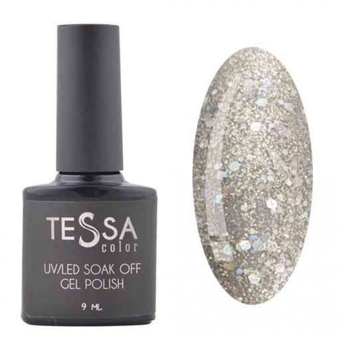 Гель-лак Tessa 9 мл №102 - срібло з великими блискітками