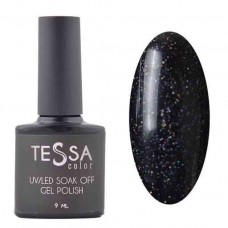 Гель-лак Tessa 9 мл №135 - чорний з кольоровими блискітками